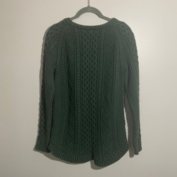 LL Bean Signature Old Money Heavy Cotton Cable Knit Fisherman Sweater Size SM - Picture 6 of 9